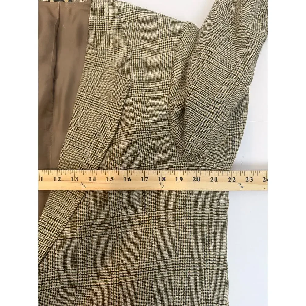 Oak Creek Dillards Mens Sport Coat 42R Silk Wool Glen Plaid Blazer USA Made